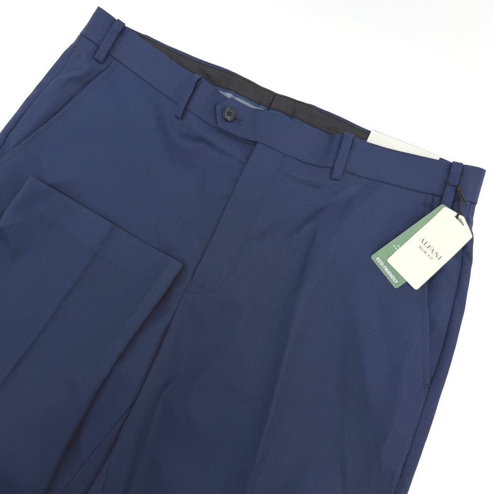 Alfani Dress Pants Mens 36x34 Blue Slim Fit Flat Front Eco-Friendly Modern NEW - Picture 1 of 11